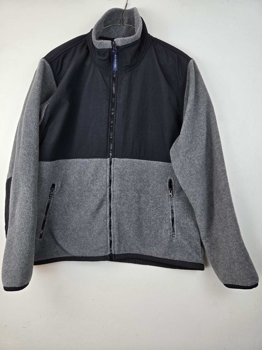 Blue Generation Womens Grey and Black Full-Zip Fleece Jacket XL